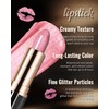 Glitter Brown Lipstick, Metallic Shimmer Frosted Lipstick for Women Makeup