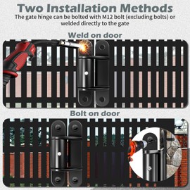 2 Pack 7" Heavy Duty Gate Hinges, 1100lbs Max Loads/180° Swing/Lubricable/Ball Bearing Design, Bolt or Weld On Carbon Steel Hinges for Driveway Gates, Fence & Barn Doors