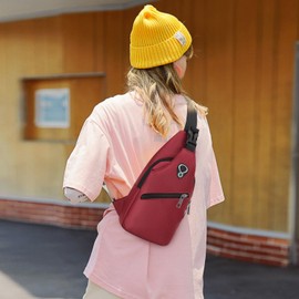 FANDARE Unisex Chest Bag Men Crossbody Bag Sling Shoulder Bag Sports Gym Travel Camping Cycling Polyester Black, red, Leisure backpack