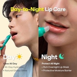 Máscara de labios durante la noche y bálsamo labial hidratante - Tratamiento labial coreano para labios secos agrietados y agrietados - Acabado brilla