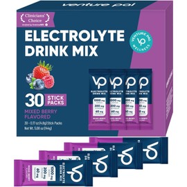 Venture Pal Sobres De Electrolitos En Polvo Sin Azúcar Y Con Alto Contenido De Sodio - Sobres De Hidratación Con Sodio, Potasio Y Magnesio Cero Calorías Apto Para Veganos, Keto Y Paleo 30 Sobres