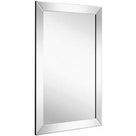 Hamilton Hills 20x30 Inch Rectangular Polished Silver Framed Mirrors for Wall | Large Luxury Mirror with 2in Angled Beveled Edge Frame | Hanging Vanity for Hallway, Entry, Bedroom & Bathroom Mirror