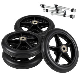 4 Pack Replacement Wheelchair Wheels 6 Inch Universal Anti-Slip Wheelchair Front Wheels Solid Wheelchairs Front Wheel With 4 Axles for Wheelchairs, Rollators, Walkers, Black