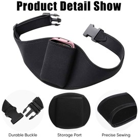 Rakiuty Microphone Belt Set Fitness Teacher Microphone Waist Pack Carry Bag Adjustable Neoprene Sweat Absorbing Belt for Theatre Speaker Classic Black, black