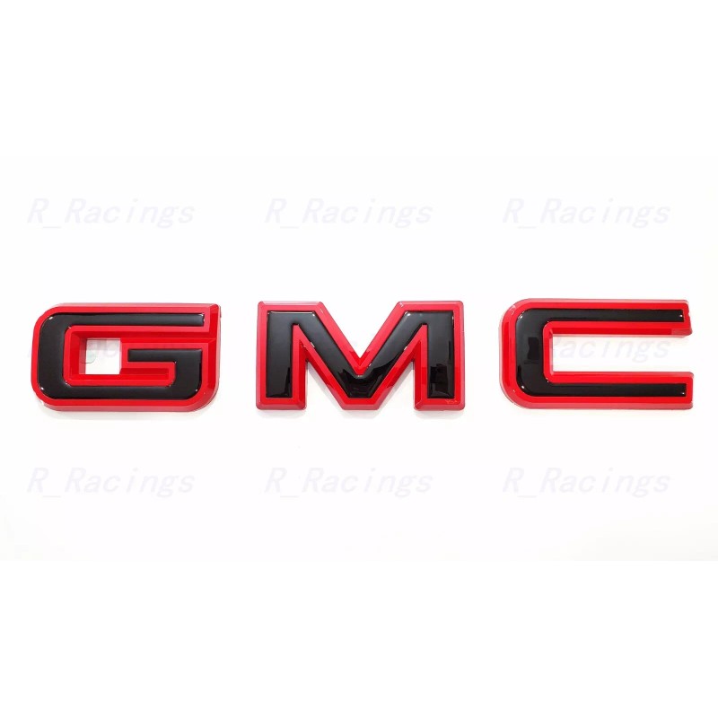 Auto Front & Rear GMC Gloss Red Black OVERLAY Emblem