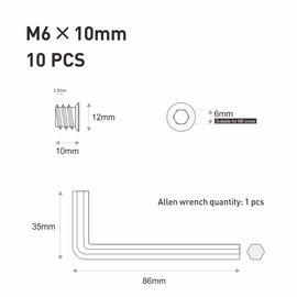 FOMGIIN Screw-in Nut M6 x 10, Pack of 10 Screw Sockets Threaded Inserts, Thread Insert Wood Screw-In Sleeve Zinc Alloy Hexagon Socket Nut Screw-In Thread Nuts for Wooden Furniture