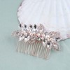 Allereya Crystal Pearl Wedding Hair Comb Barrette CZ Rhinestone Flower