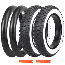 BALINGE 2 Pack Fat Tire for Ebike Mountain Bike Heavy Duty High-Performance Wear-Resistant E-Bike Mountain Snow Bike Tire 20" x 4"，White Wall - 2 Tires 2 Tubes 2levers