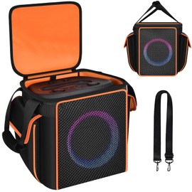 Carrying Case for JBL Partybox Encore Essential/Essential 2 Speaker, Portable Bluetooth Speaker Holder Bag with 2 Pockets for PartyBox Microphones, Charger, Cable and Accessories (Box Only) -Black