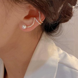 Pearl Earrings for Women Trendy Gold Pearl Hoop Earrings Double Pearl Earrings Silver Pearl Drop Earrings Big Pearl Stud Earrings Wedding Prom Party Elegant Jewelry Gifts