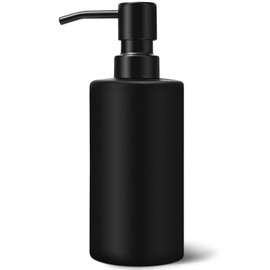 GMISUN Black Soap Dispenser, Hand Soap Dispenser for Bathroom, Dish Dispenser for Kitchen, 12 fl oz/350ml Glass Soap Bottle with Stainless Steel Pump, Modern Refillable Liquid Lotion Dispenser