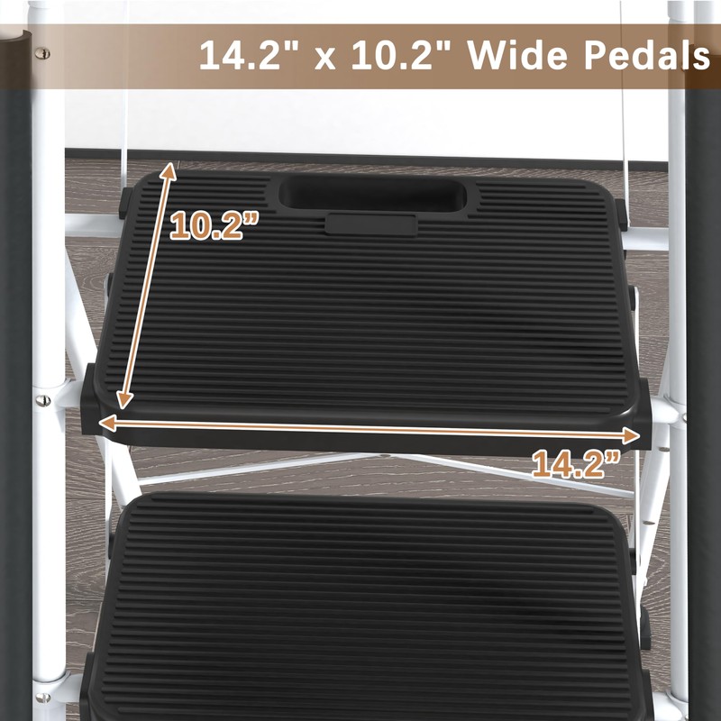 WiberWi 5 Step Ladder with Handrails Folding Step Stool with
