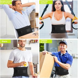 Cinturón de Soporte LumbaSoporte Lumbar para Hombres y Mujeres, Faja Lumbar para Espalda Aliviar Dolor y Lesiones, Correas Ajustables y Almohadilla...
