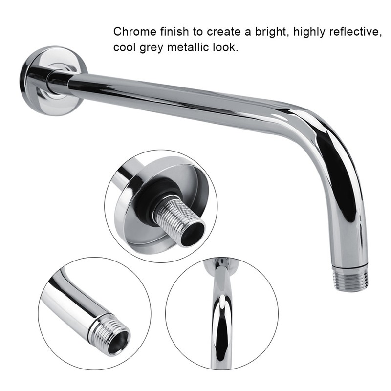 Extra Long Stainless Steel Shower Rain Head Arm Replacement Flange
