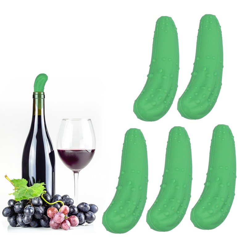 5Pcs Wine Stoppers Silicone Reusable Artificial Cucumber Shape Beverage Bottle