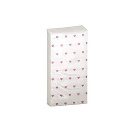 10 x 10 Handkerchiefs 'Hearts' Pink for Tears of Joy (Pack of 100) - Wedding, Christening or Communion