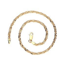 Old English Jewellers 9ct Yellow Gold on Silver 10.5 inch Fancy Ankle Bracelet Anklet - Singapore Link