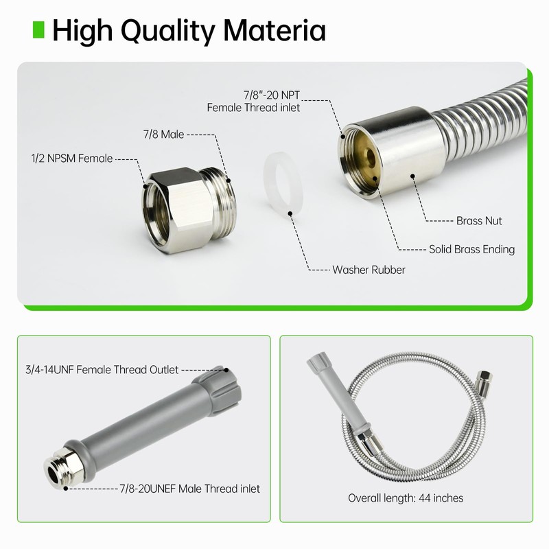 44 inches B-0044-H Pre-Rinse Hose with Heat Resistant Handle Replacement
