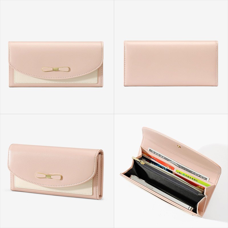 LEEXTON Women's Purse Large Long Format Smooth Synthetic Leather Purse