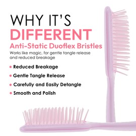 Detangling Brush for All Wet or Dry Hair Types - Pain-Free Brushing, Vented Hair Brush - Lightweight Handle with Extreme Flex to Contour to Scalp (Light Blue Glitter)