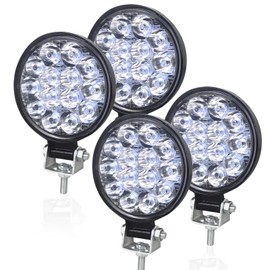 AUXTINGS 4 Pieces 4 Inch 10 cm 42 W Mini Thin LED Work Light Flood Light Spot Beam LED Pods 12 V 24 V Additional Headlight Offroad Fog Lamps for Truck Tractor Boat 4 x 4 Car SUV ATV, IP66