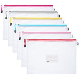 Mr. Pen- Plastic Mesh Zipper Pouch with Label Pocket, A4, 6 Pack, Large Mesh Zipper Pouch Large, Board Game Storage