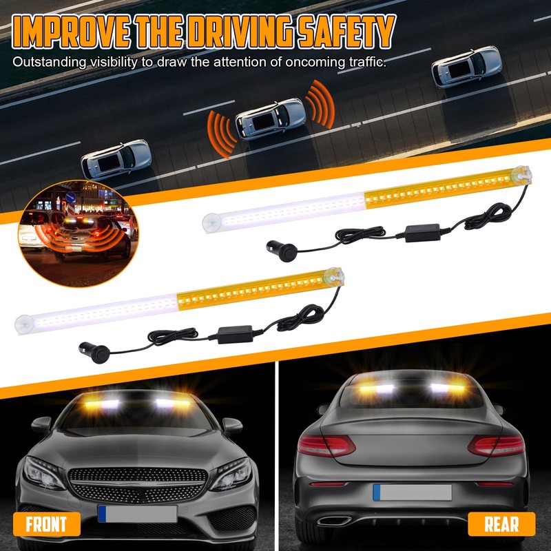OPPBUY Emergency Dash Strobe Light 6 Flashing Mode Amber White