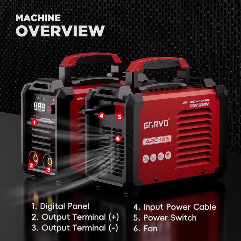 GARVO 110V/220V Dual Voltage Portable Welding Machine,145Amp ARC Welder Mini