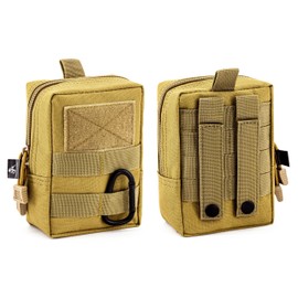Little Fire Craft Molle Pouch Tactical Compact Water-Resistant Military Utility EDC Pouch Bag Camping Gear Waist Pack (Tan)