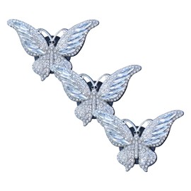 UHANBUT 3PCS Bling Butterfly Car Dashboard Air Vent Trim Clips, Sparkling Rhinestone Vehicle Air Fresheners Outlet Clip Decoration, Cute Car Interior Diffuser Accessories for Girl Women (White)