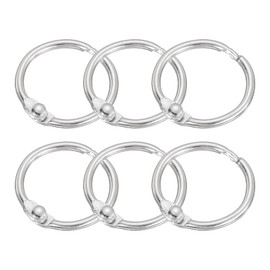 QUARKZMAN Shower Curtain Rings, Pack of 6 - Round Carbon Steel Shower Curtain Hooks, 0.75 Inch Loose Leaf Binder Rings for Shower Curtain Rods (Silver)