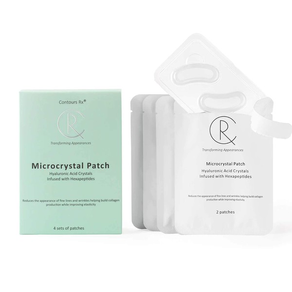 Contours Rx Microcrystal Patch Helps Treat Wrinkles, Increase Collagen, Improves Elasticity and Hydrates The Skin - Non-Invasive at-Home Treatment, 4 Sets of 2 Patches