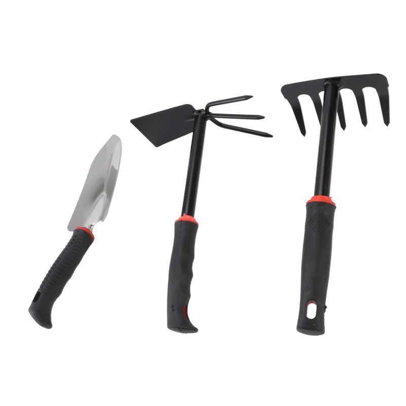 3PCS Garden Tool Set Iron Stainless Steel Five Teeth Rake