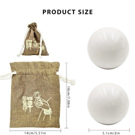 Surtiycrii Pelota de jade blanco natural de 2 pulgadas, bola de baoding de China, para el cuidado de la salud, ejercicio de mano, masaje, alivio del estrés