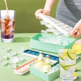 Chinese Mahjong Ice Cube Tray with Lid and Bin - Mahjong Pattern 21 Cubes, Easy-Release Ice Cube Molds with Scoop & Storage Container, Nice Kitchen Gadget for Drinks, Coffee, Cocktails