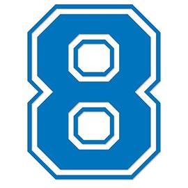 Applicable Pun Varsity Number 8 - Vinyl Decal - Sky Blue 4 Inches Tall