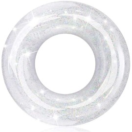 Su-Lifestyle Float Ring with Glitter, Glitter, For Adults and Children, 80#, Convenient to Carry, Large, Thick, Beach Playing, Sea Bathing, Swimming, Summer Vacation, Leisure Goods, Silver, Gold (Silver, 80#)