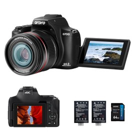 4K Digital Camera for Photography & Video, 12X Optical Zoom Camera with Flip Screen, 64MP WiFi Touch Screen Vlogging Camera with Flash, 64GB SD Card, 1700mAH Battery - Black