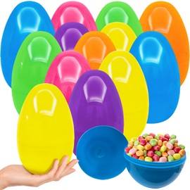 Aviski 12Pcs 7.3'' Jumbo Large Plastic Easter Eggs for Kids Egg Hunt Basket Bag Empty Stuffers Fillers, Toys Filling Treats & Easter Theme Party Supplies Favor