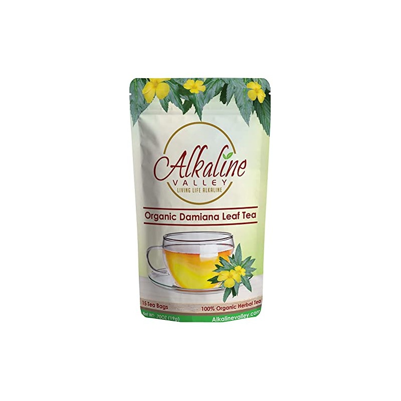 Organic Damiana Tea - 100% Alkaline - 15 Unbleached/Chemical-Free Damiana