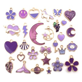 Pack of 24 Enamel Moon Star Charm Pendants - Assorted Gold-Plated Enamel Cats Sky Charm - Moon Star Earring DIY Earring Necklace Bracelet Jewellery Making and Crafts