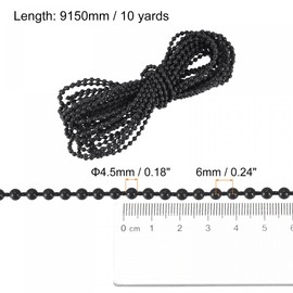 sourcing map Blinds Beaded Chain Cord, 10 Yards Roman Vertical Roller Shades for Window Curtain Blind Replacement Parts, Black