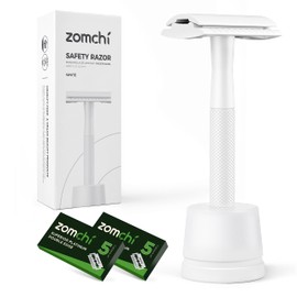 Zomchi Safety Razor for Women, Lady Razor with 10 Blade Razor Stand, Double Blade Razor with Textured Handle, Metal Razor for Women Razor Blades