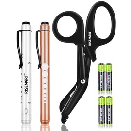 3 Pack Pen Light & Bandage Scissors for Nurses - Medical Scissors and Penlights for Nurses with Batteries, Medical Accessories for Doctor, Nursing Students, First Aid, EMT, EMS
