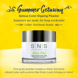 SNS HEALTHY NATURAL NAILS SNS Nail Dip Powder, Gelous Color Dipping Powder - Heirloom Pearls (White, Shimmer) - Long-Lasting Dip Nail Color Lasts 14 Days - Low-Odor & No UV Lamp Required - 1 OZ