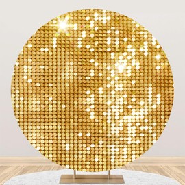 Polyester Diameter 6.5ft Round Gold Not Glitter Sequin Photography Background Modern Abstract Backdrop Birthday Party Baby Shower Decoration Supplies Adult Kids Portrait Photo Prop
