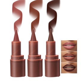 JIMYAUQIN 3Pcs 2 in 1 Lip Liner Set - Matte Nude Creamy Lip Pencil, Dark Brown Red High Pigmented, Long-Lasting Lip Liner with Plumping Effect (Dusk+Toffee+Coffee, 3Pcs)
