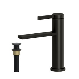 Borlon Matte Black Bathroom Faucet for 1 Hole, Single Handle Faucet for Bathroom Sink with Pop-up Drain, Simple RV Bar Farmhouse Basin Mixer Tap