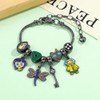 Pulsera Negra Muñeca Coraline Libelula Gato Llave Boton