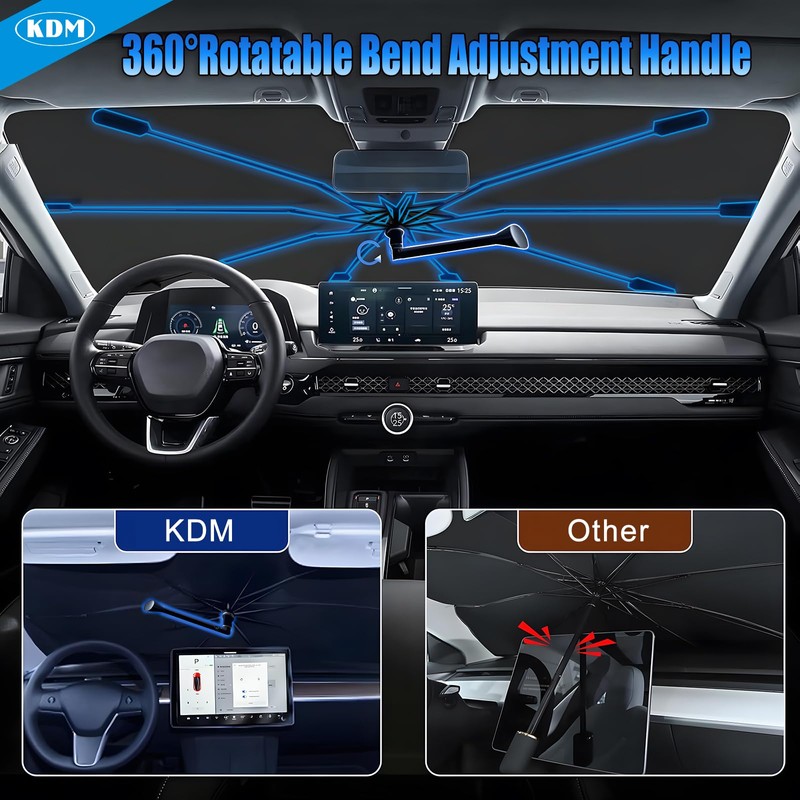 KDM Umbrella Style Windshield Sun Shade Fit for 2014-2024 Dodge